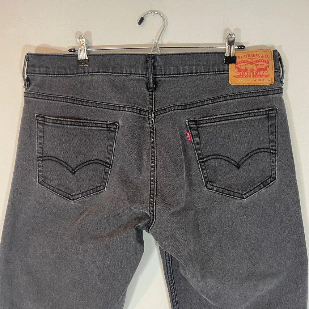 Levis 569 Loose Straight Leg Jeans Mens 36x31 Faded Black Denim Relaxed Fit